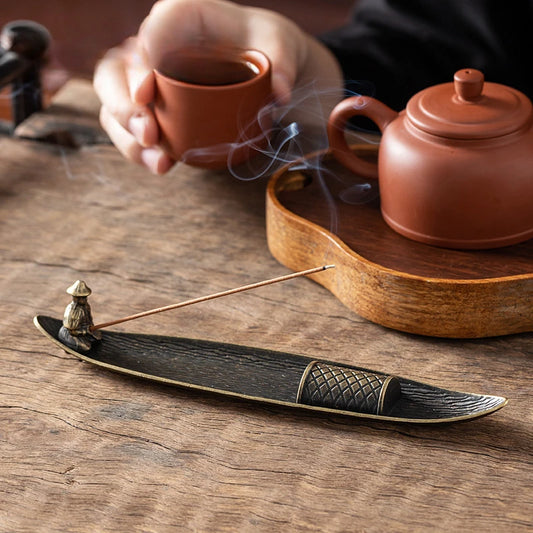 Fisherman in Canoe Incense Holder