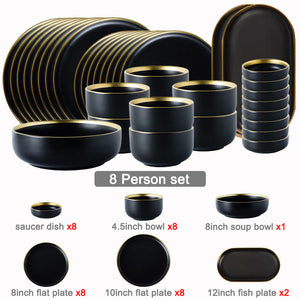 Black Porcelain Plate Sets